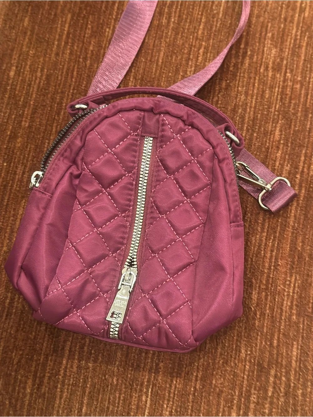 Compact Quilted Crossbody Bag in Plum for Women